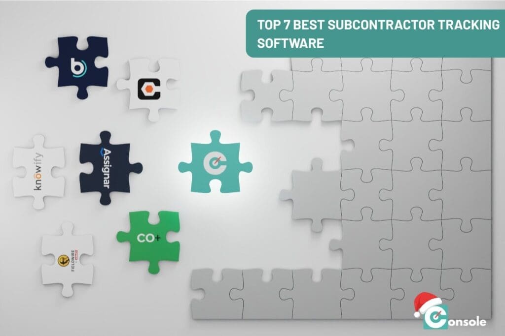 An infographic showing options for Top 7 Best Subcontractor Tracking Software